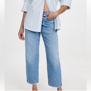 Agolde 90s Crop Jeans Sz 28 Mid Rise Straight Frayed Edge Button Fly Cotton